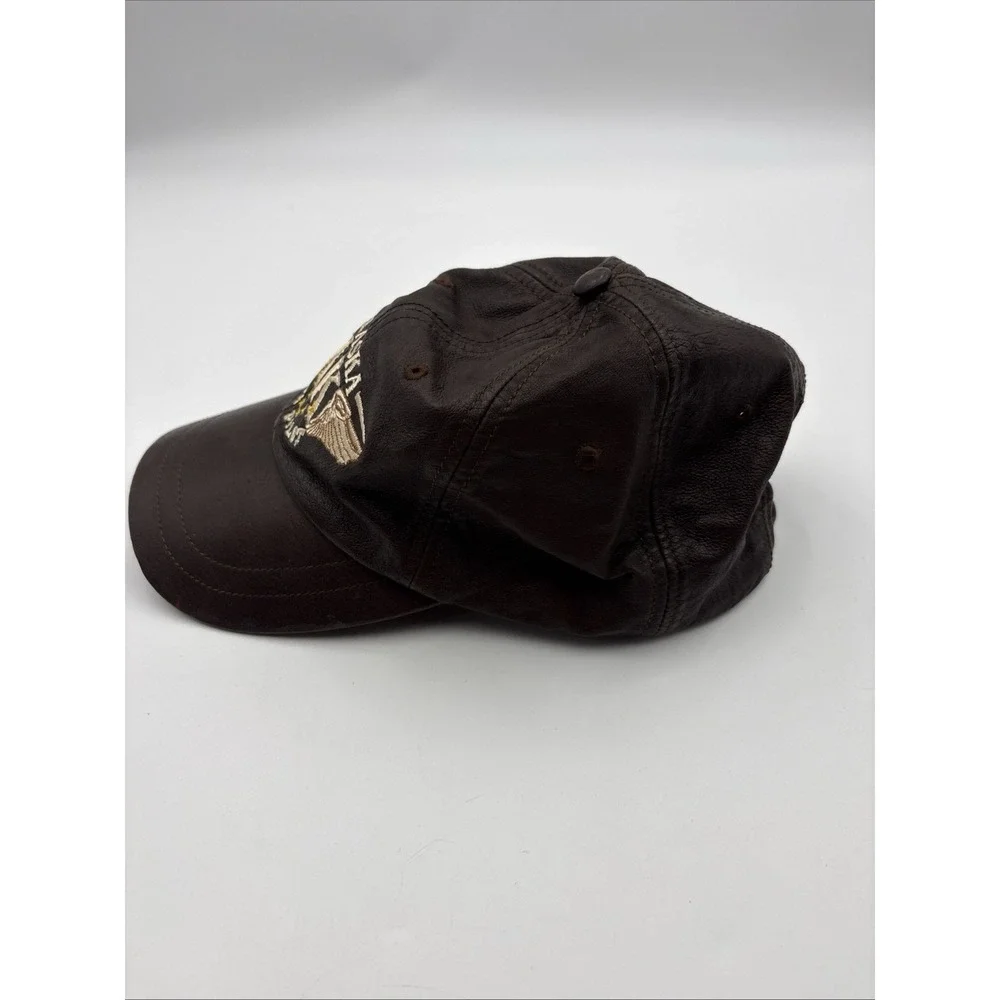 Alaska Rugged Wear Bush Pilot Hat Vintage Brown Leather Adjustable Strapback Cap